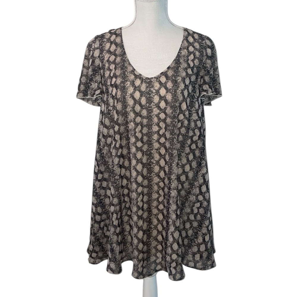 Show Me Your MuMu Kylie Mini Snakeskin Animal Print Brown‎ Cream Dress X…
